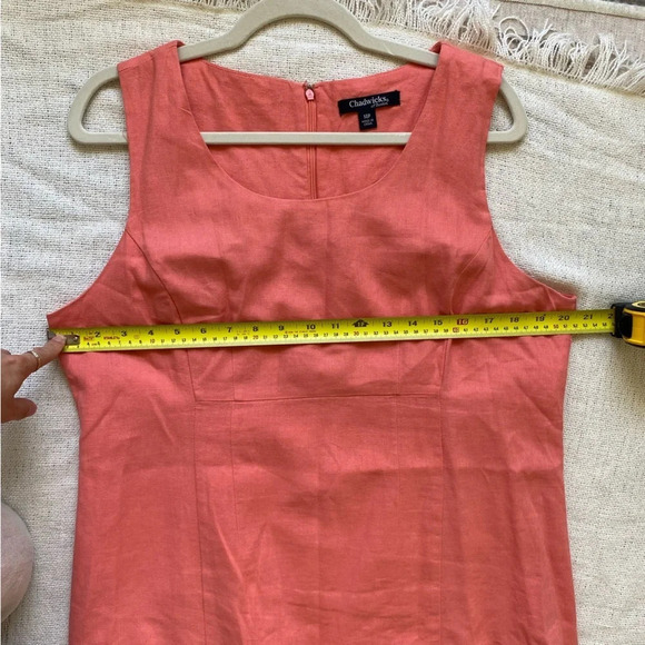 Chadwicks Linen Sleeveless Classy Classic Coral Dress Size 14 Petite - Picture 10 of 12
